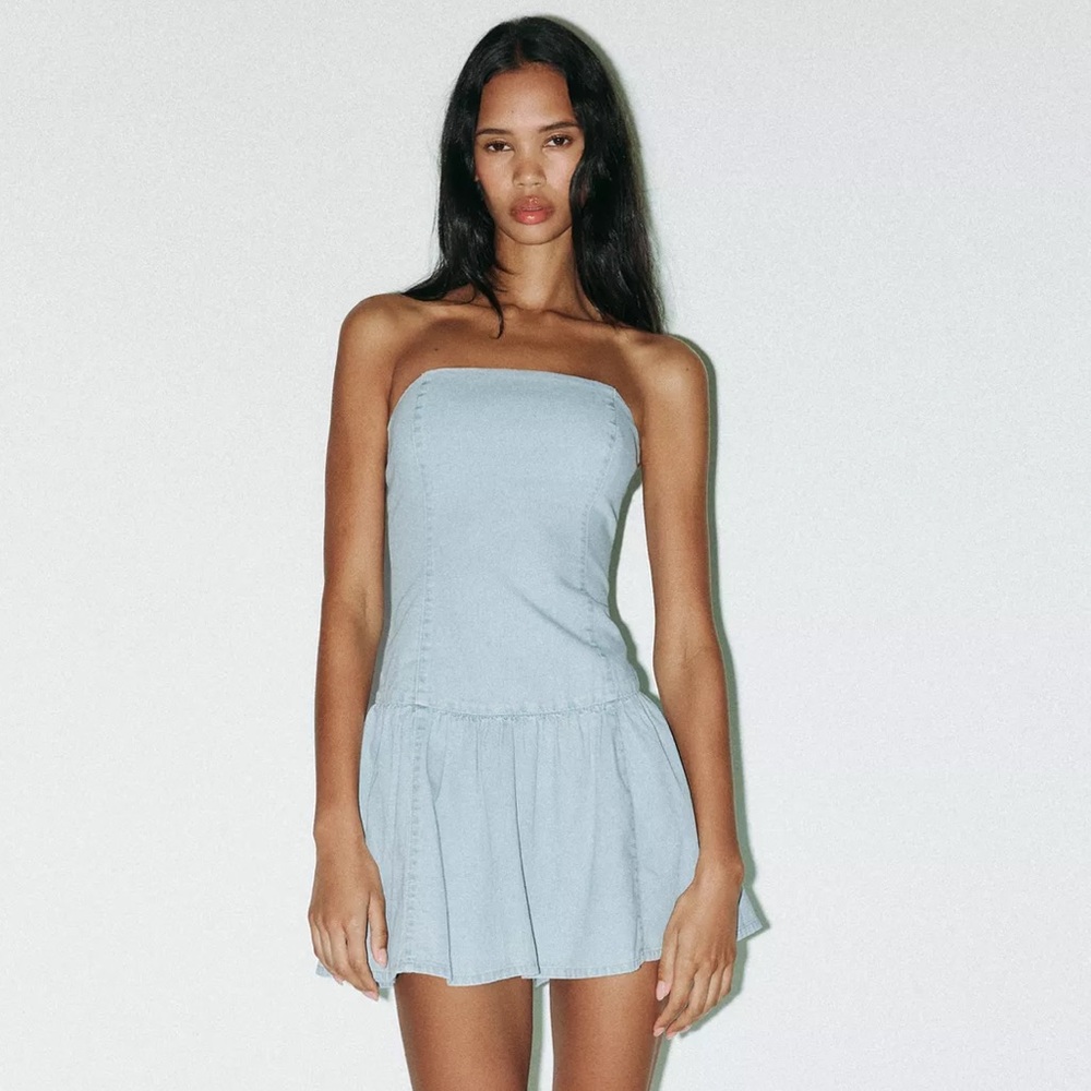 Zara Denim Bandeau Dress